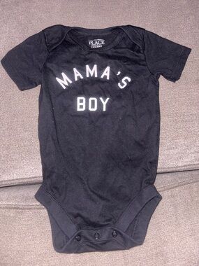 The Children's Place Black 'Mama's Boy' Short Sleeve One-Piece